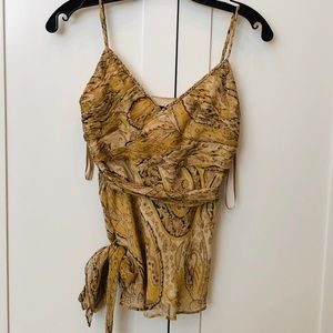 BCBG side tie gold top